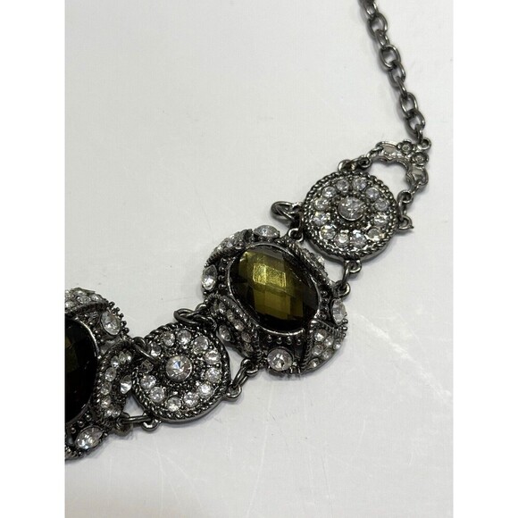 Vintage VCLM Rhinestone Statement Panel Necklace Victorian Revival Choker - Picture 4 of 15